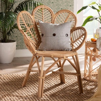Accent Chair: Flower Shaped Backrest Honey Tan Boho Seating
