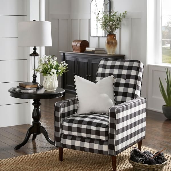 Accent Chair in Black Buffalo Check with Track Arms