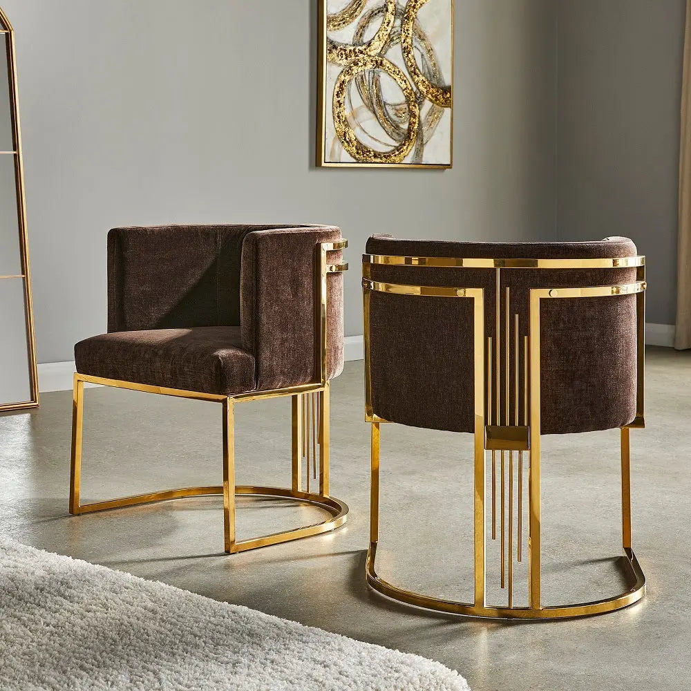 Accent Chair including Vertical Gold Slats Brown