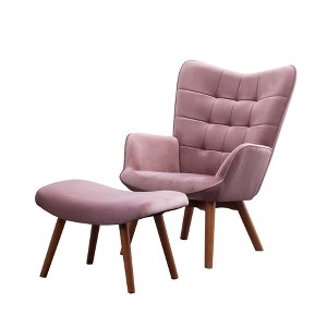 Accent Chair Matching Ottoman Mauve Grid Tufting