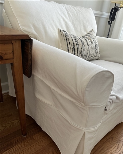 Accent Chair Rolled Arms White Pleated Skirt Slipcover