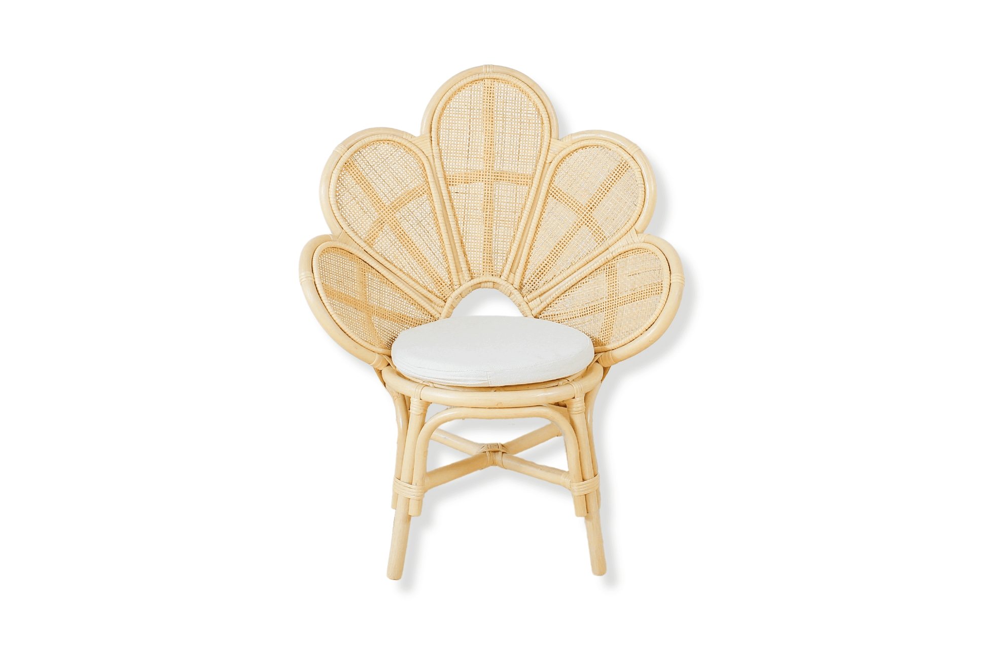 Accent Chair: Round Seat Rattan Cane Handmade Blossom Chair