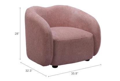 Accent Chair Rounded Tub Design Pink Shearling Fabric