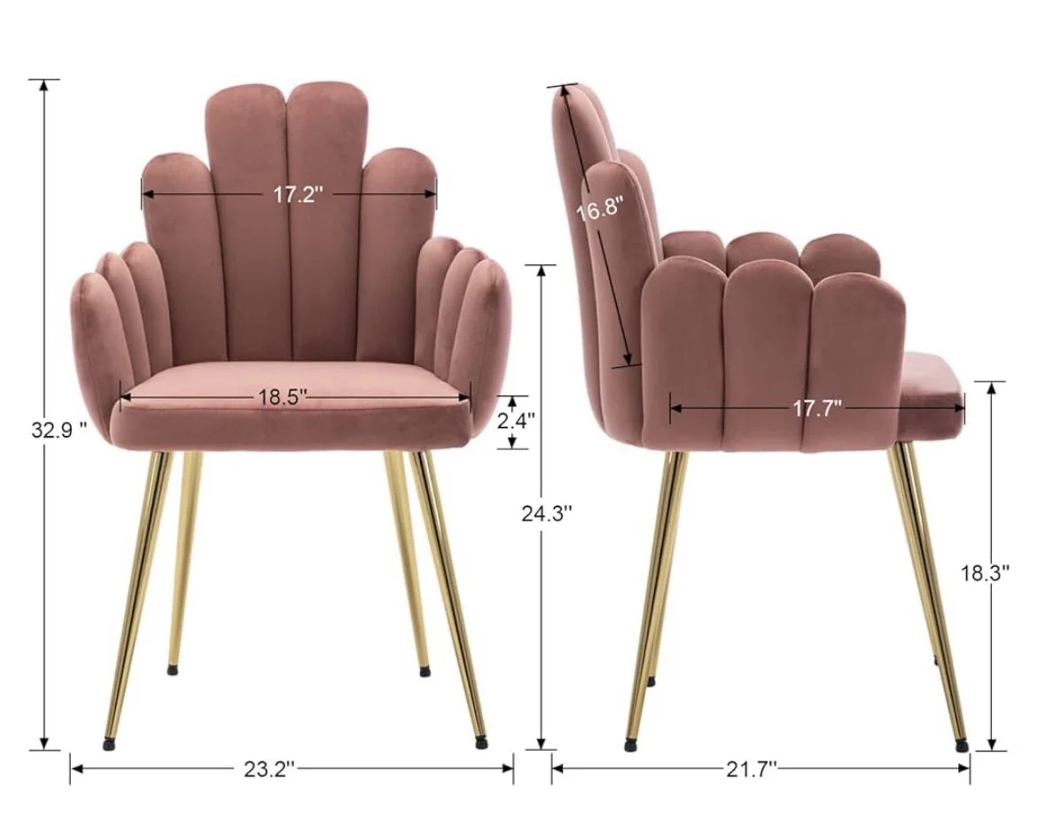 Accent Chair Scalloped Petal Back Pink Velvet Glam