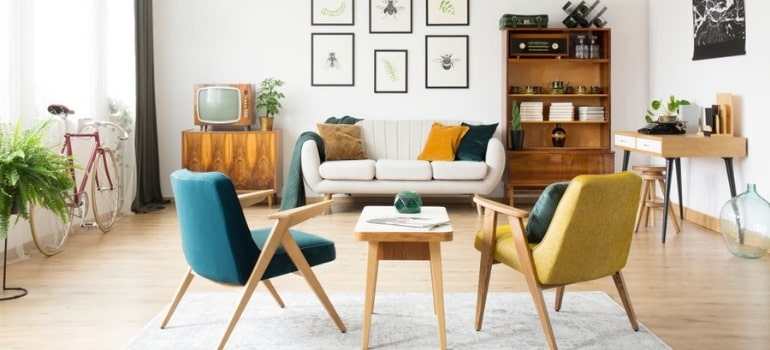 Accent Chair Set: Tapered Wood Legs and Vibrant Upholstery