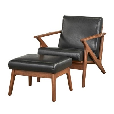 Accent Chair Set With Z-Frame Arms And Black Faux Leather