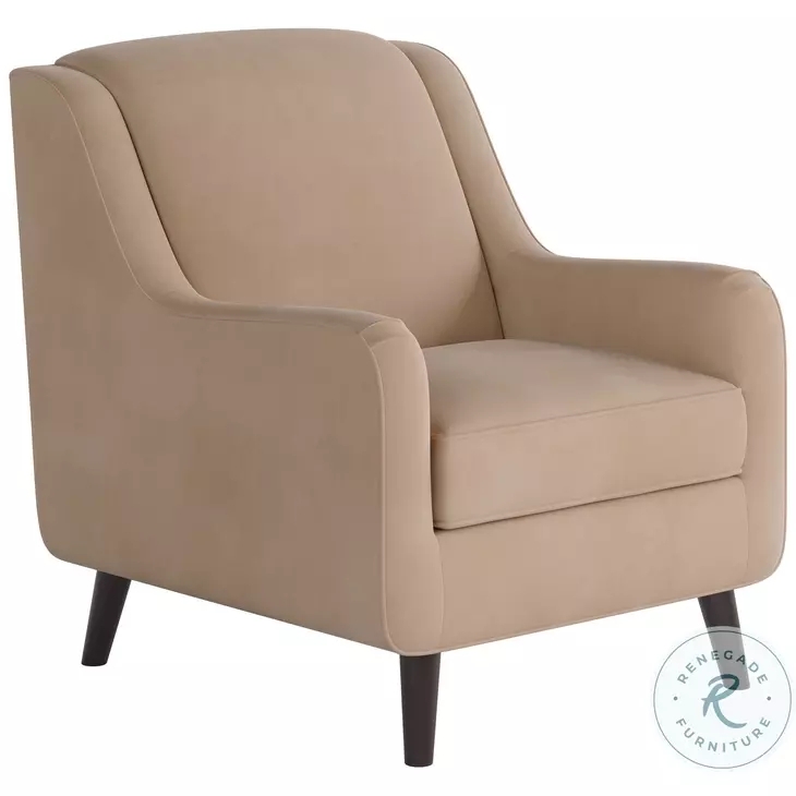 Accent Chair Sloped Arms Mauve Blush Contemporary