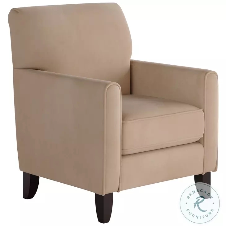 Accent Chair Straight Track Arms Blush Velvet Seat