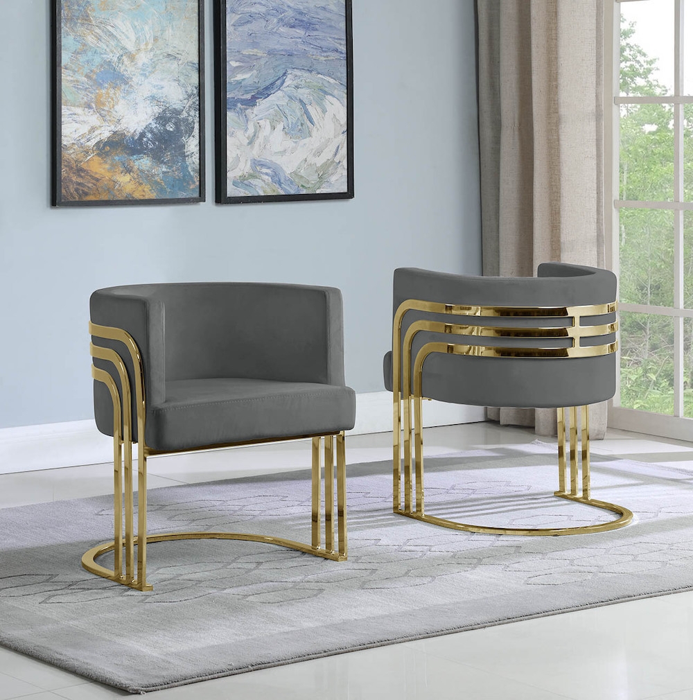 Accent Chair - Tiered Metal Frame Art Deco Seating