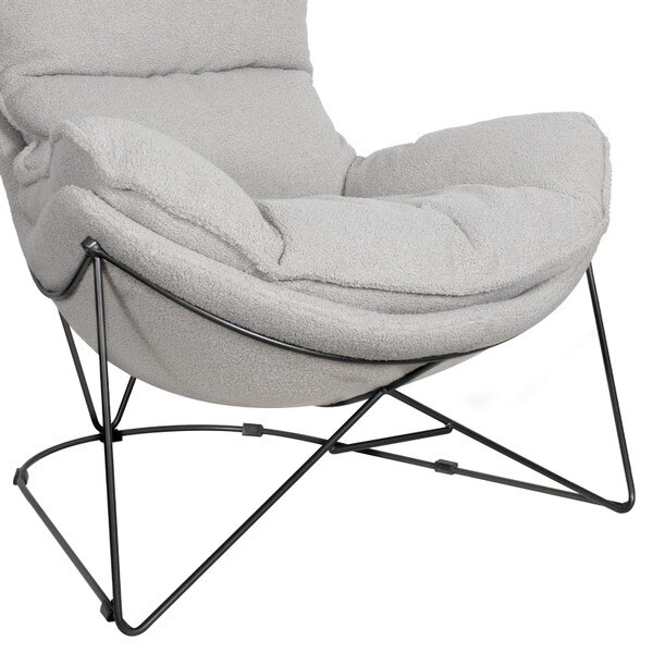 Accent Chair with Boucle Texture and Modern Wireframe Base