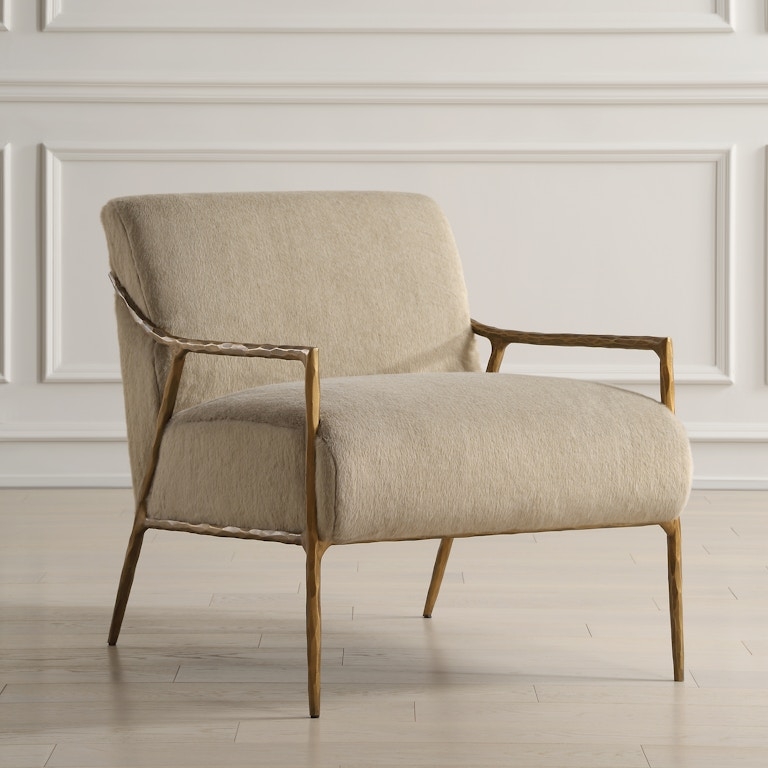 Accent Chair with Hammered Texture Frame Aged Gold