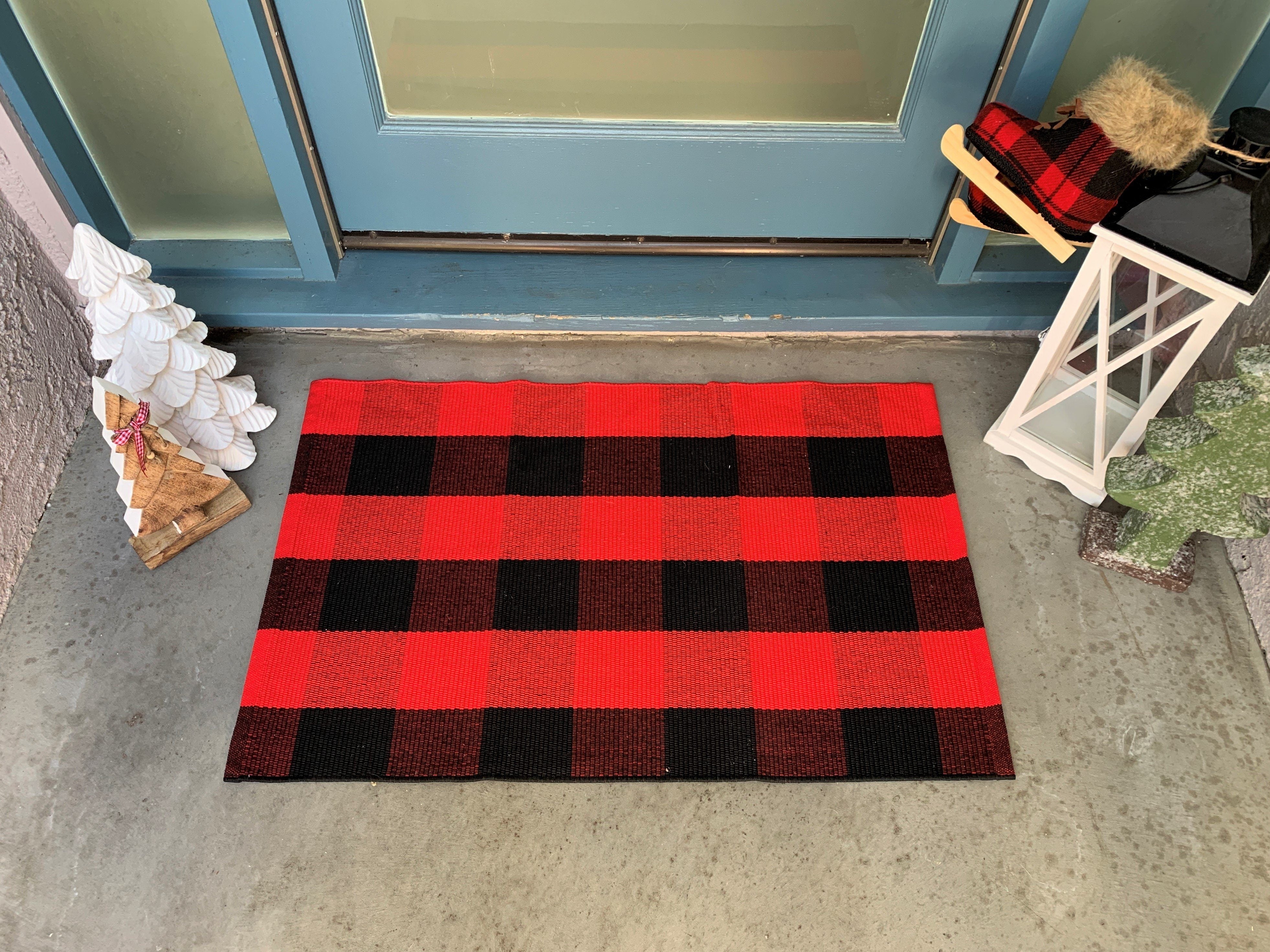 Accent Rug - Woven Buffalo Check Pattern Holiday Porch Mat