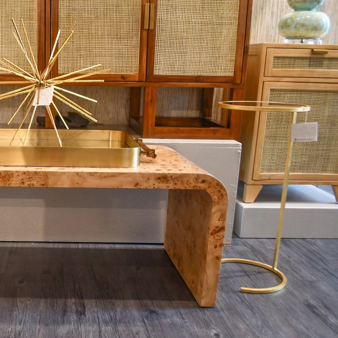 Accent Table Open Base Gold Leaf Finish C-Table Design