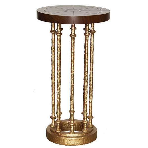 Accent Table Organic Textured Legs Parquetry Top
