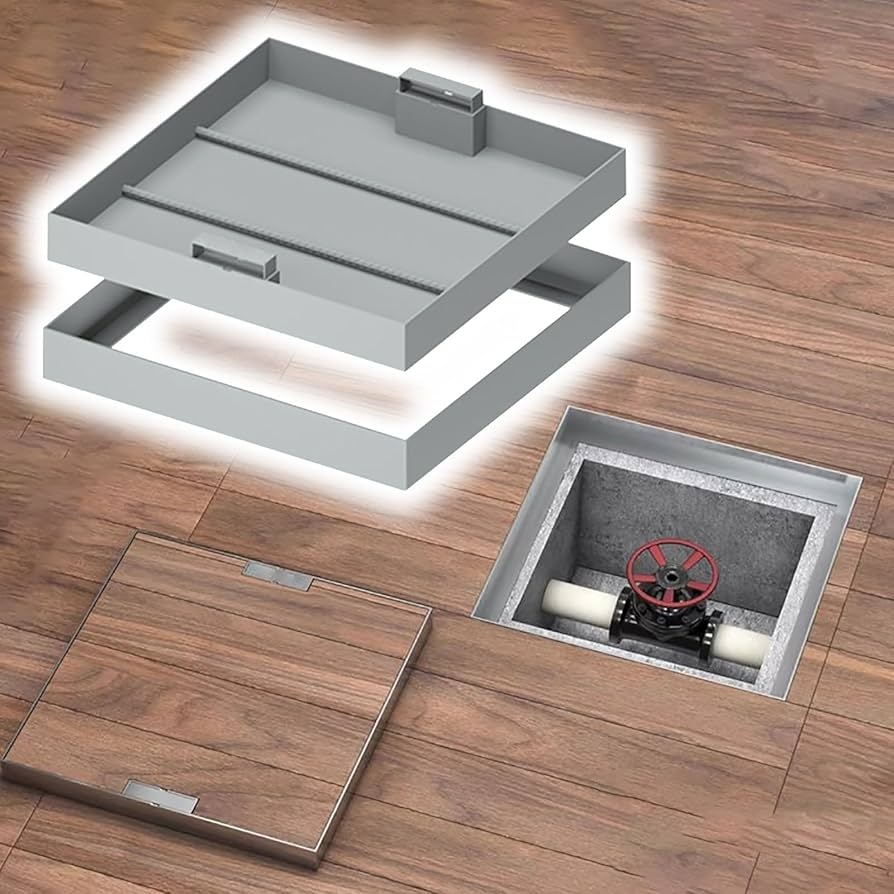 Access Cover Recessed Tray Wood Toned Recessed Floor Access