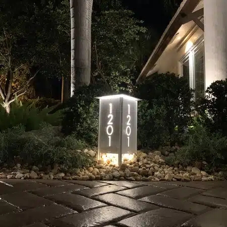Address Marker Light: Stencil Cutouts and Landscape Bollard Glow