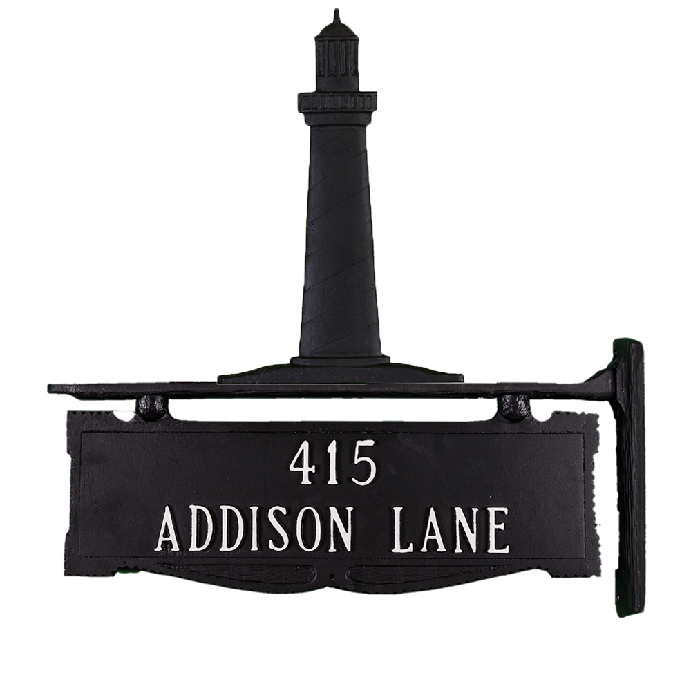 Address Plaque Textured Cast Metal Black Hanging Address Sign