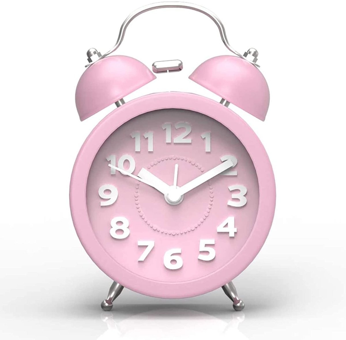 Alarm Clock Matte Pastel Finish Twin Bells Silver Accent Clock