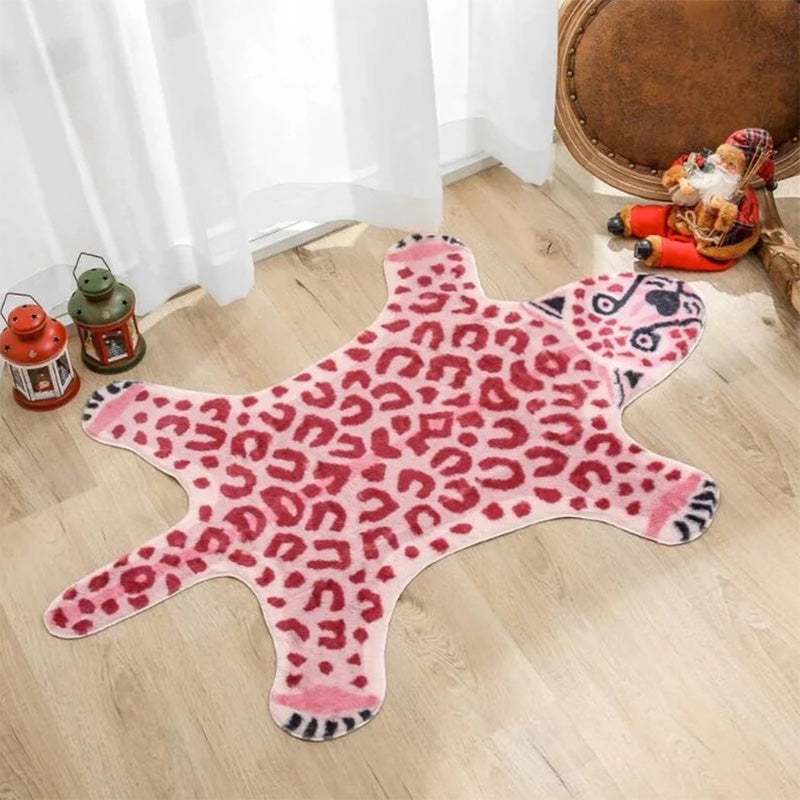 Area Rug Animal Silhouette Hot Pink Leopard Rug Decor