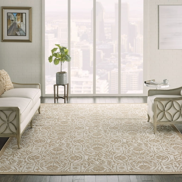 Area Rug Beige Cream Palette Indoor Outdoor Carpet