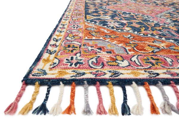 Area Rug Braided Tassels Vibrant Medallion Pattern