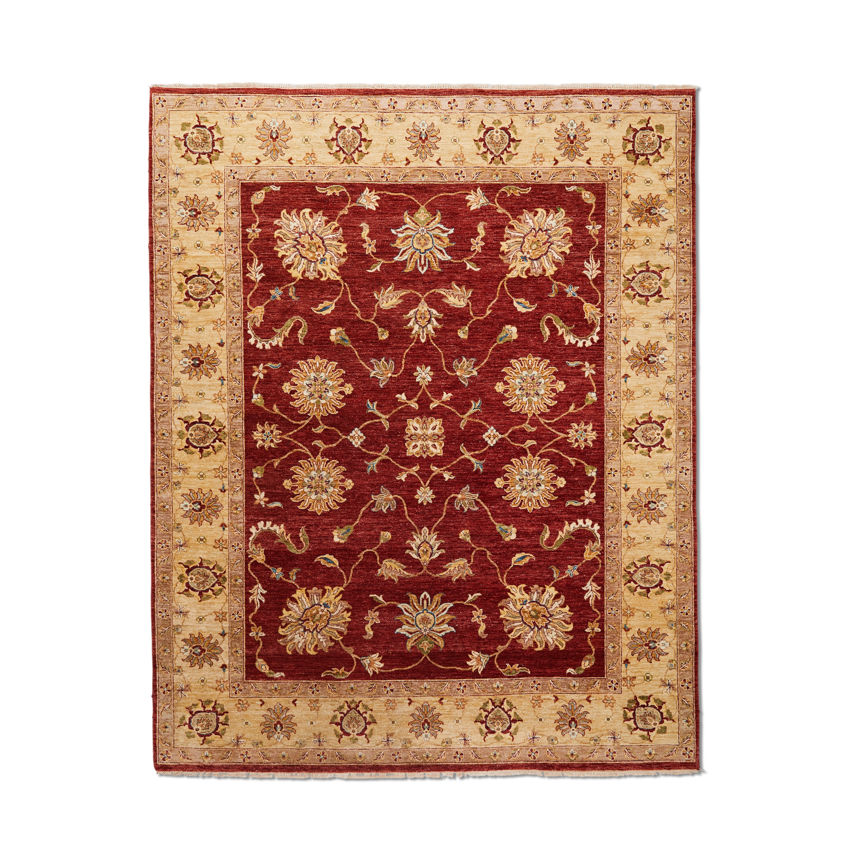 Area Rug Brick Red Field Intricate Floral Border Rug