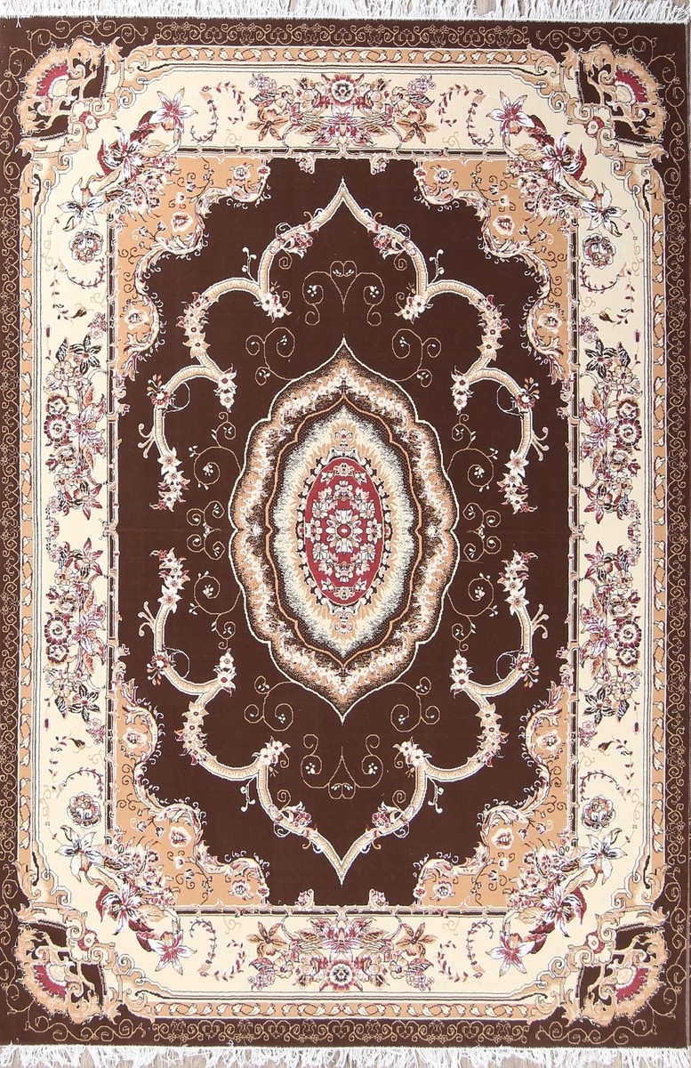 Area Rug Chocolate Brown Field Tabriz Medallion Rug