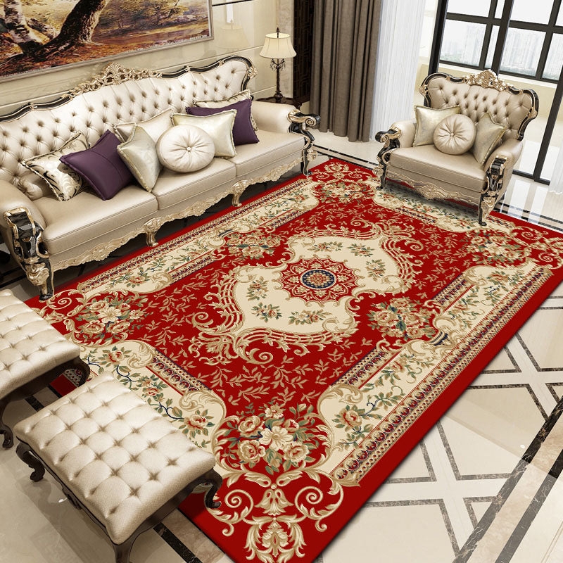 Area Rug Crimson Floral Medallion Ornate Lounge Rug