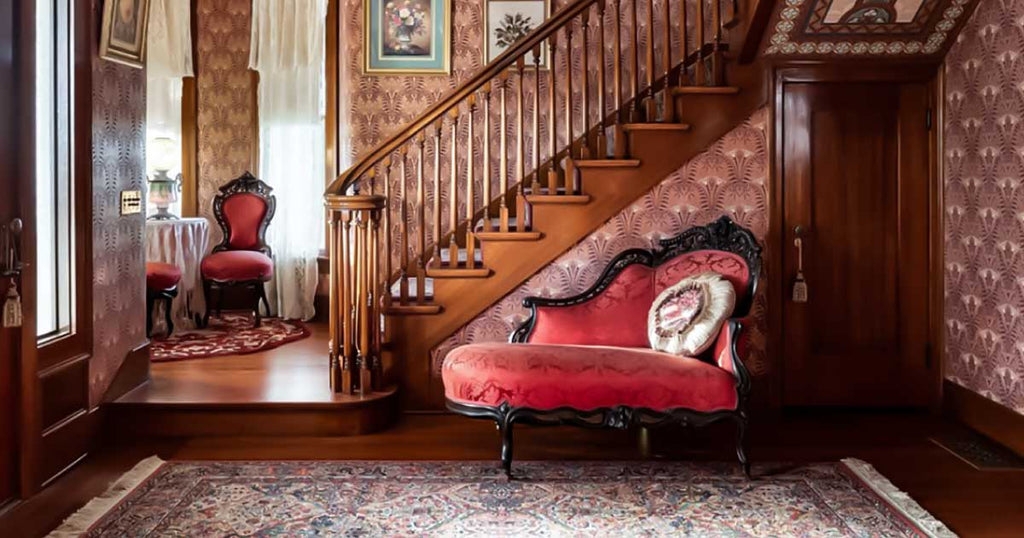 Area Rug Crimson Red Upholstery Antique Foyer Carpet
