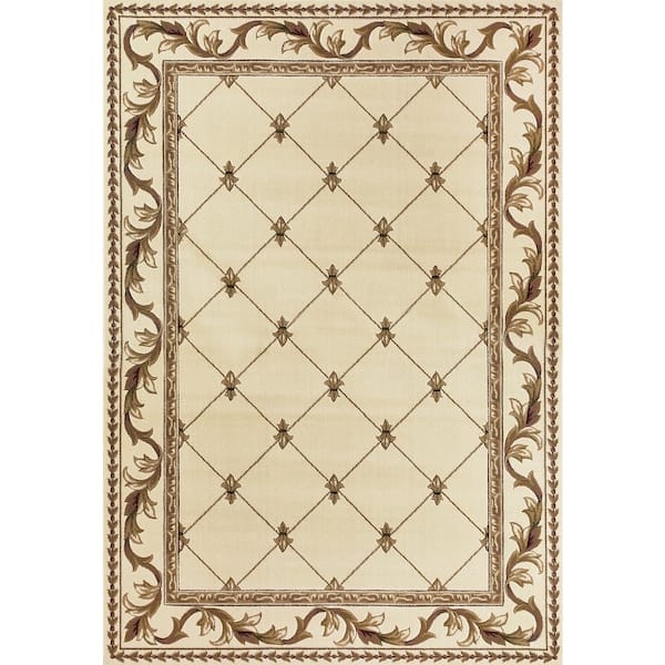 Area Rug Diamond Lattice Fleur De Lis Traditional Rug