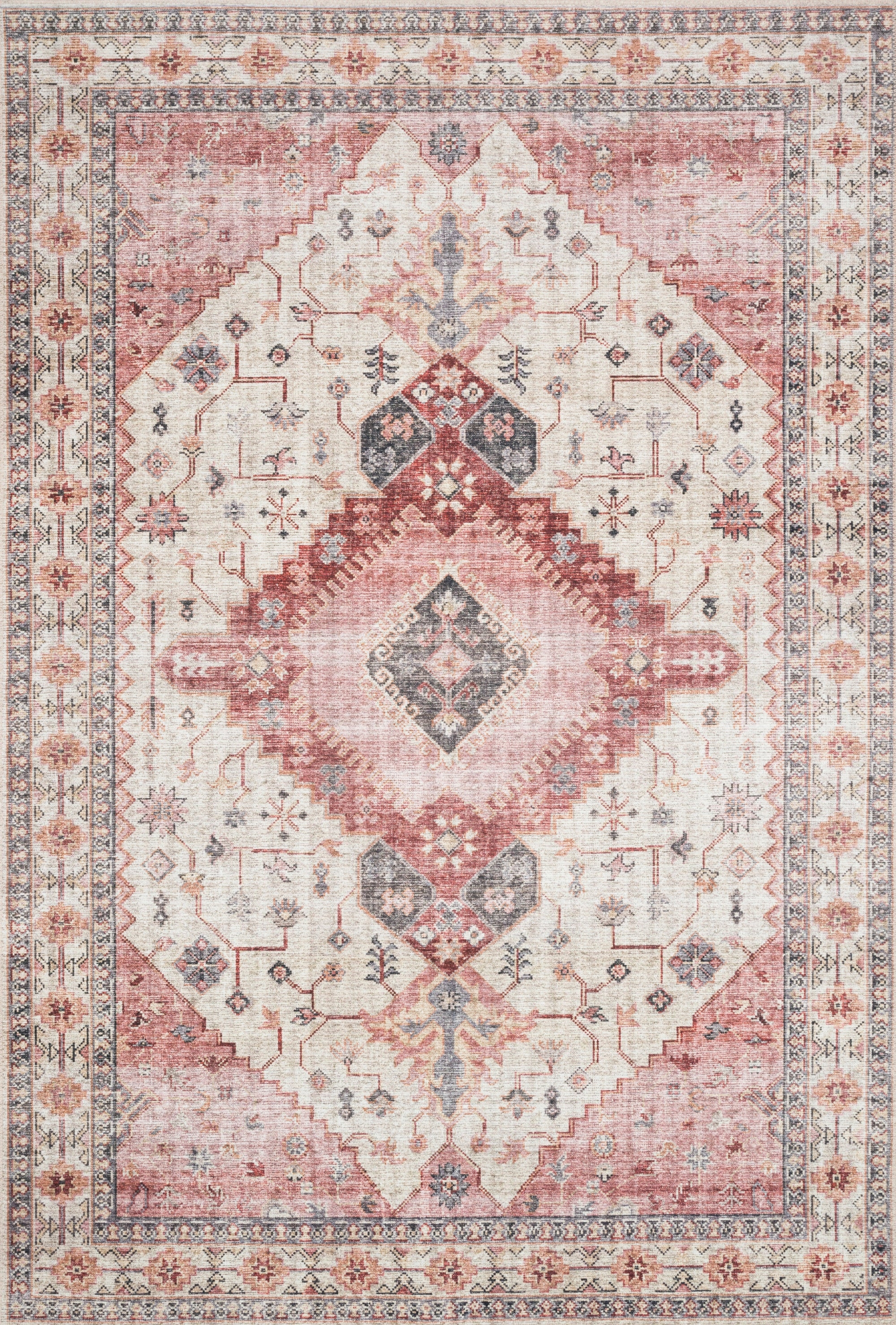 Area Rug Dusty Rose Palette Faded Rose Farmhouse Rug