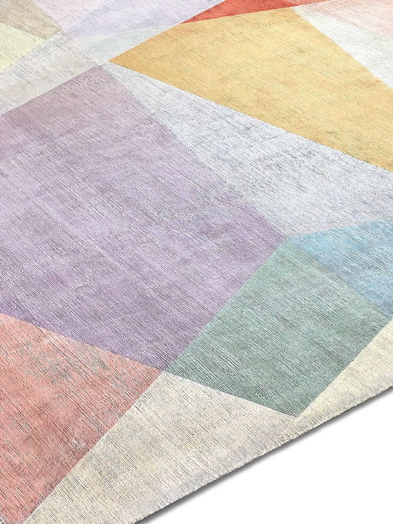 Area Rug Faceted Crystal Design Linear Textured Contemporary Rug