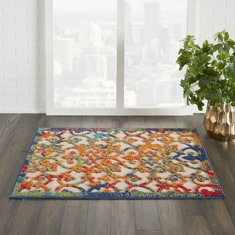 Area Rug Floral Arabesque Pattern High Low Texture