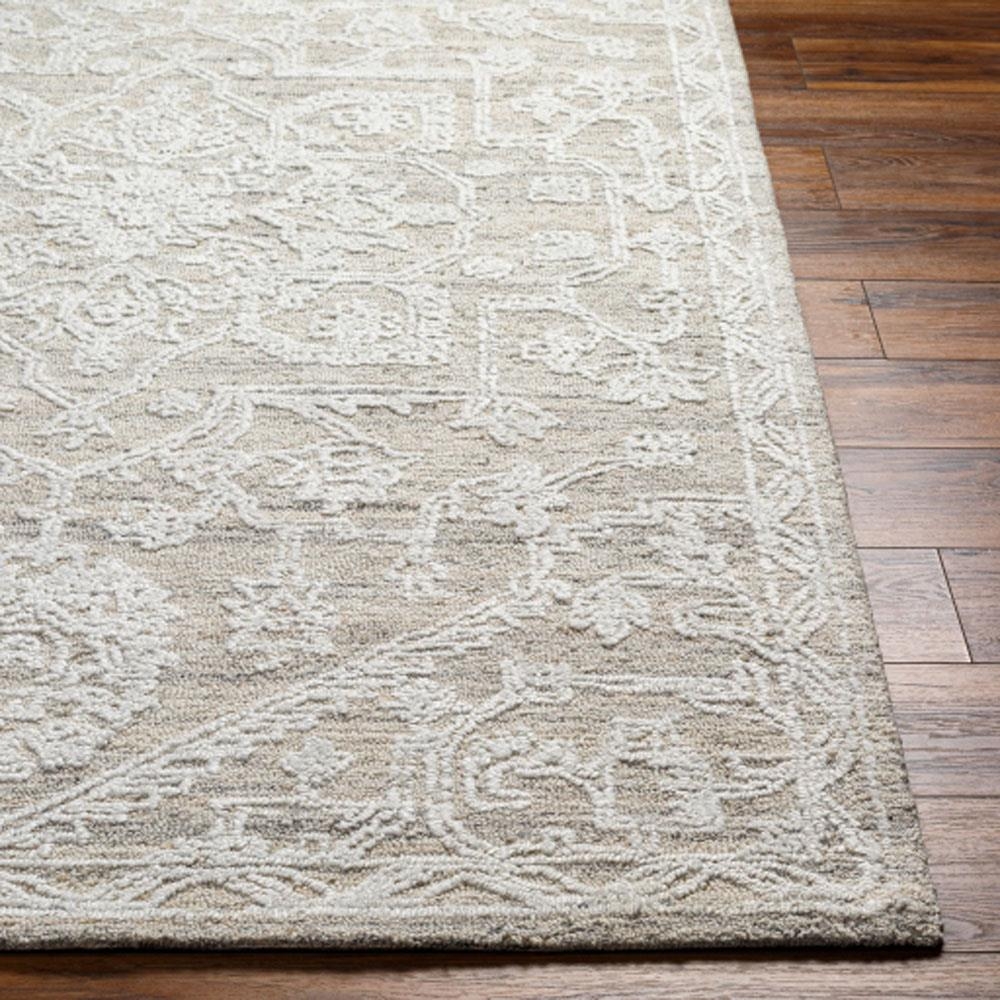 Area Rug Floral Scrollwork Neutral Tonality Carpet