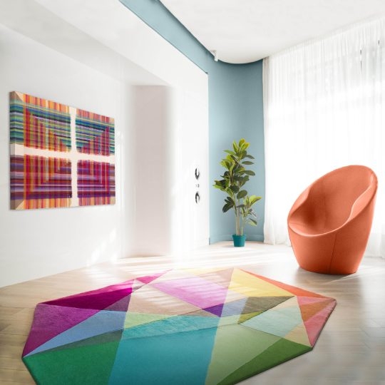 Area Rug Irregular Shape Prismatic Effect Faceted Rug Design