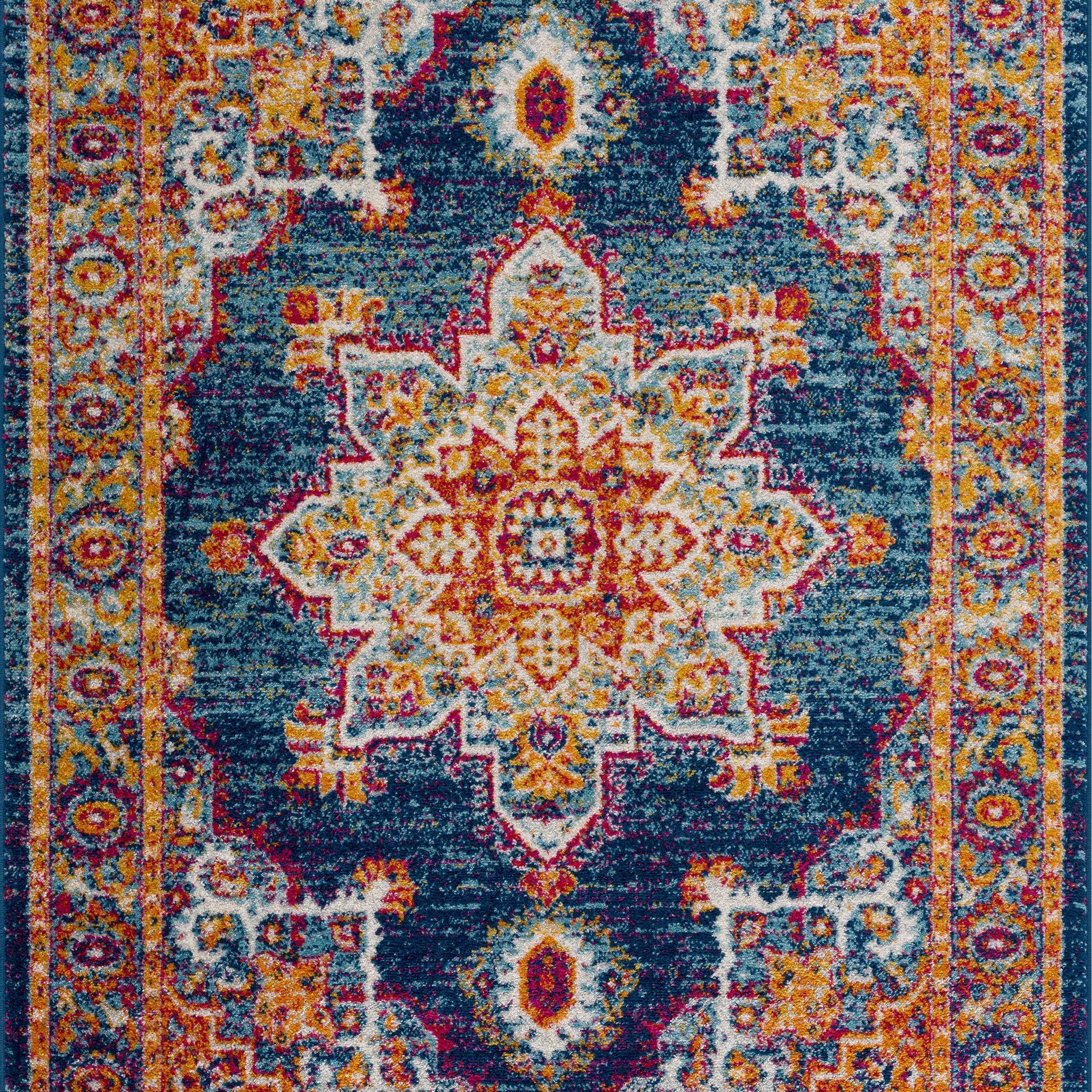 Area Rug Istanbul Medallion Distressed Finish Style