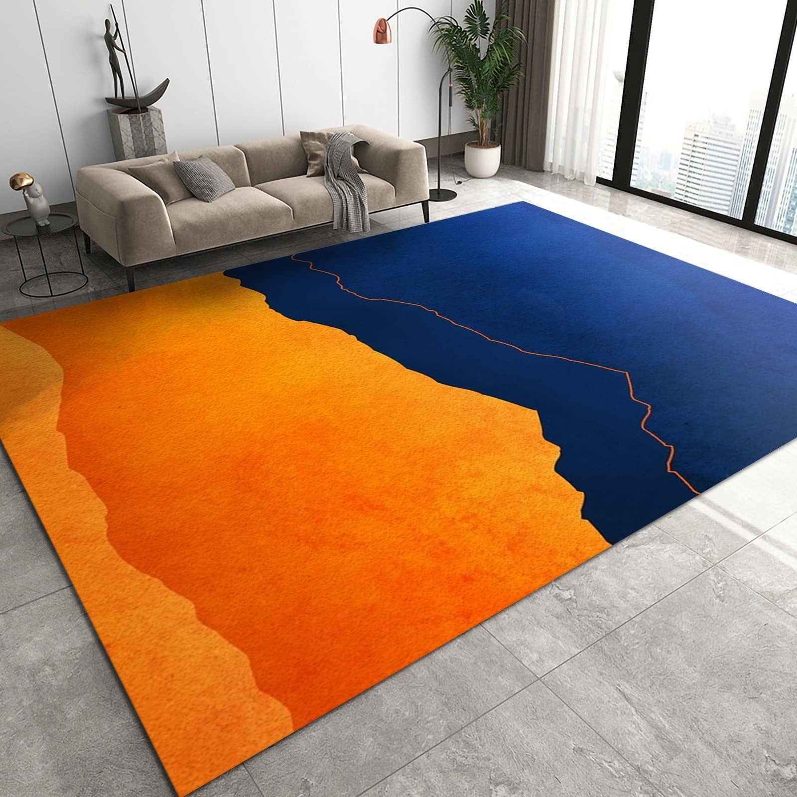 Area Rug Jagged Edge Color Blocked Modern Color Block Rug
