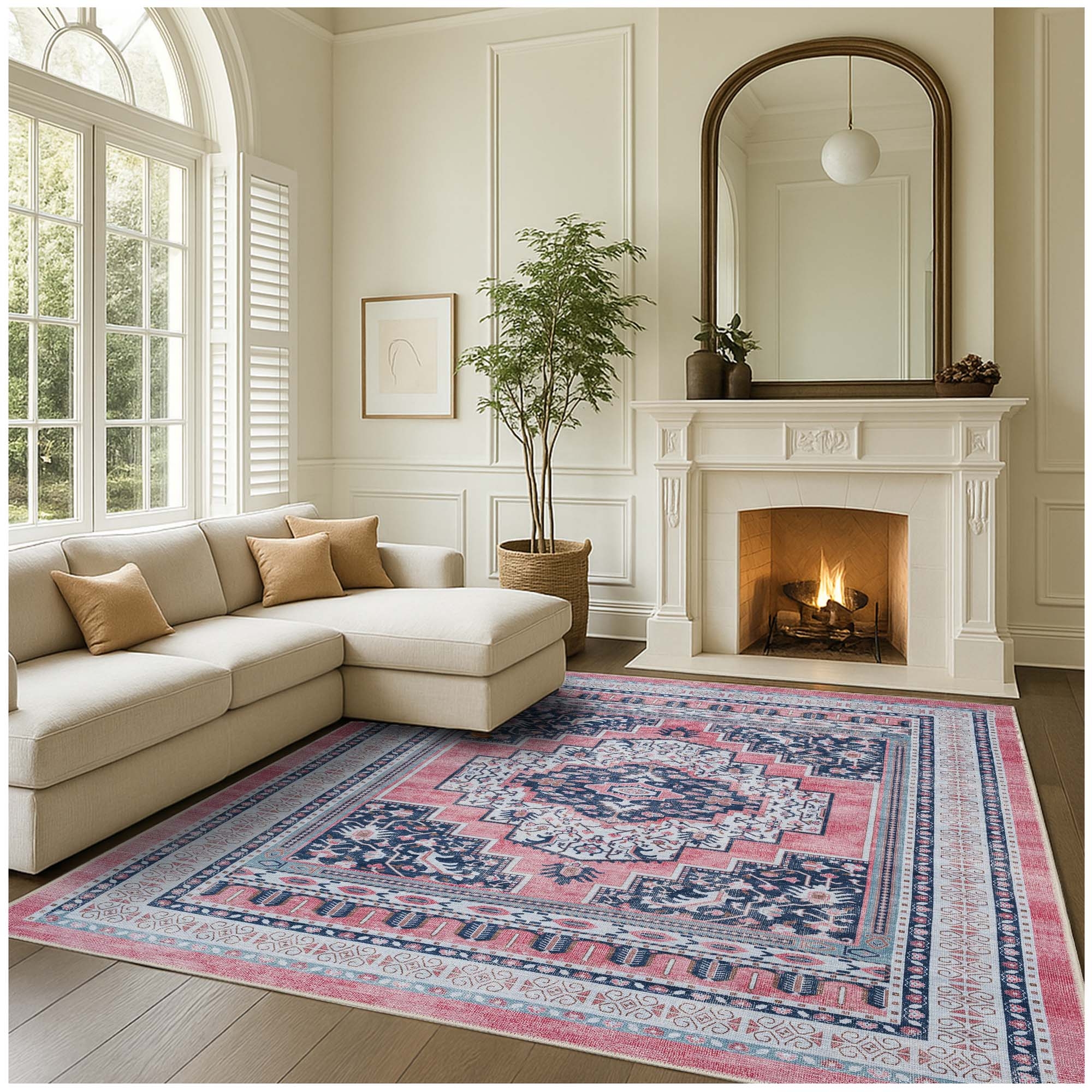 Area Rug Midnight Blue Accents Midnight Blue Bordered Rug