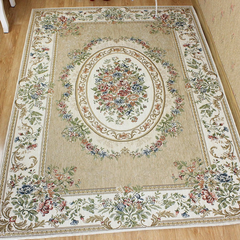 Area Rug Peony Floral Medallion Central Oval Carpet