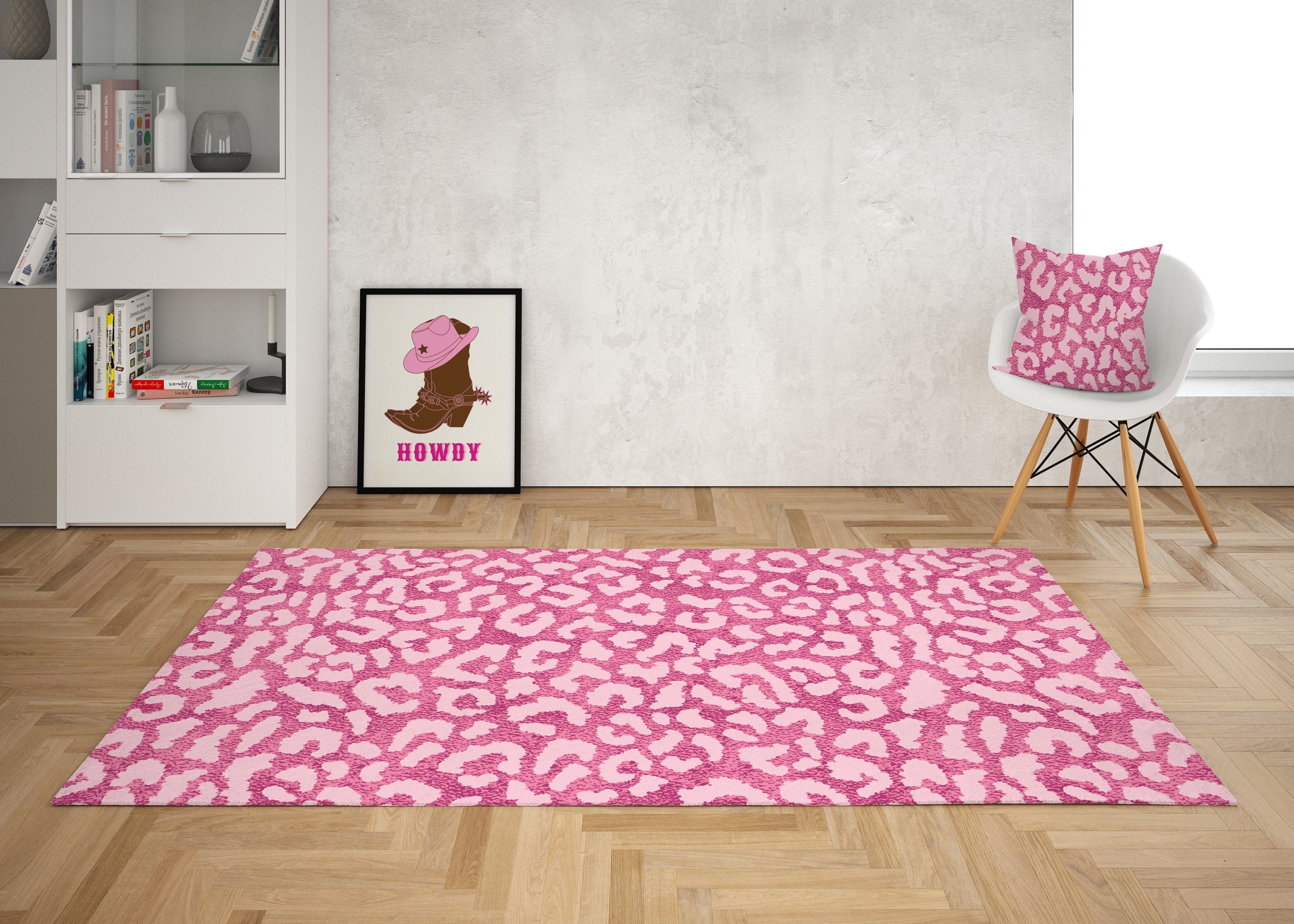Area Rug Pink Animal Print Preppy Dorm Room Decor