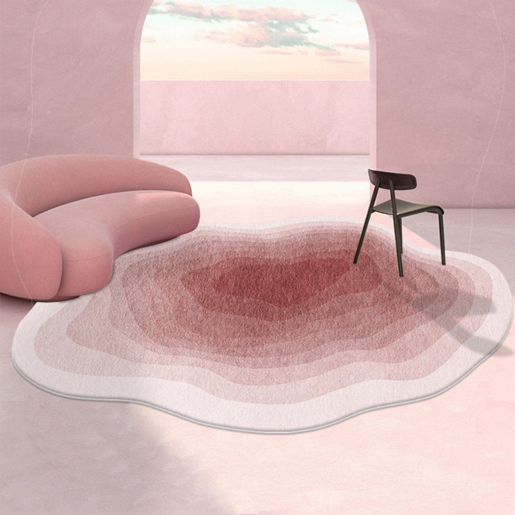 Area Rug Pink Irregular Shaped Concentric Rings Gradient
