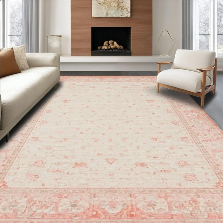 Area Rug Rose Accents Distressed Floral Pattern Floor Mat