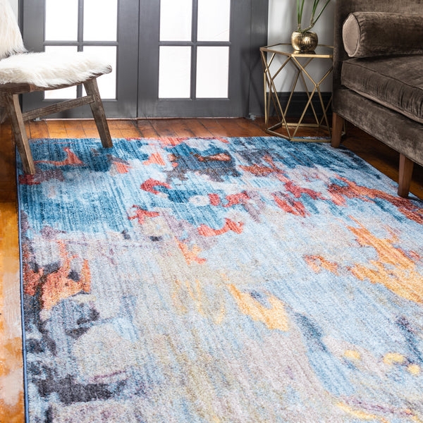 Area Rug Sky Blue Watercolor Aesthetic Abstract Rug