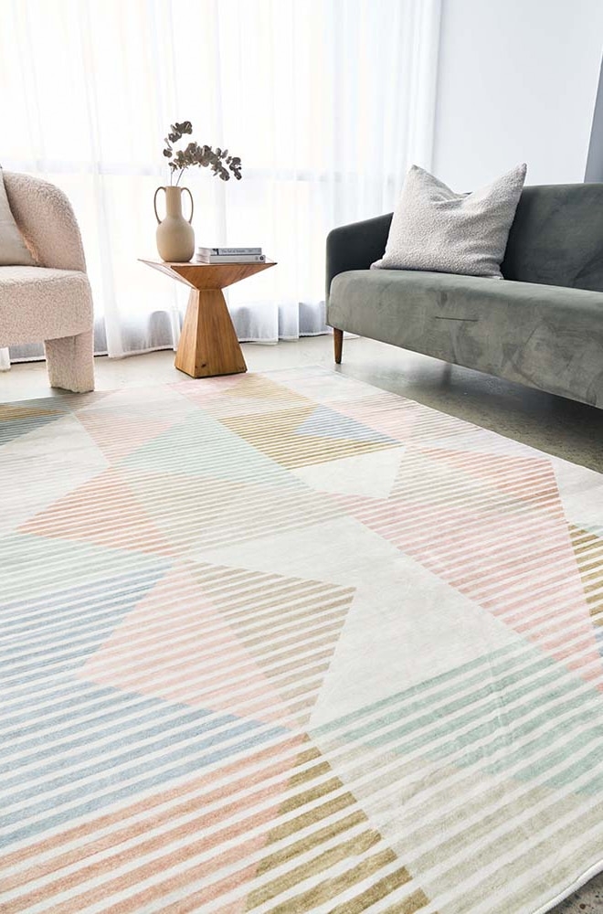 Area Rug Striped Triangles Pastel Palette Modern Striped Rug