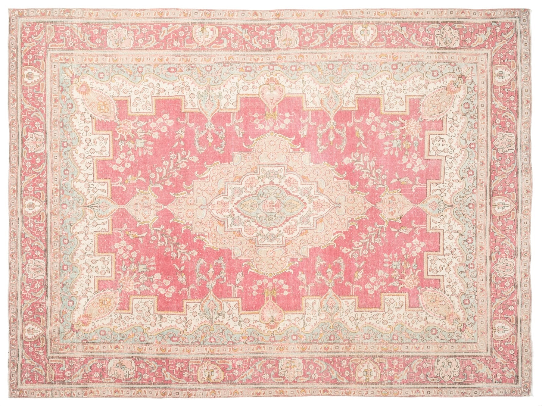 Area Rug Sun Faded Field Washed Antique Style Rug