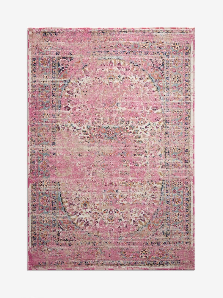 Area Rug Washable Construction Fuchsia Pink Oriental Rug