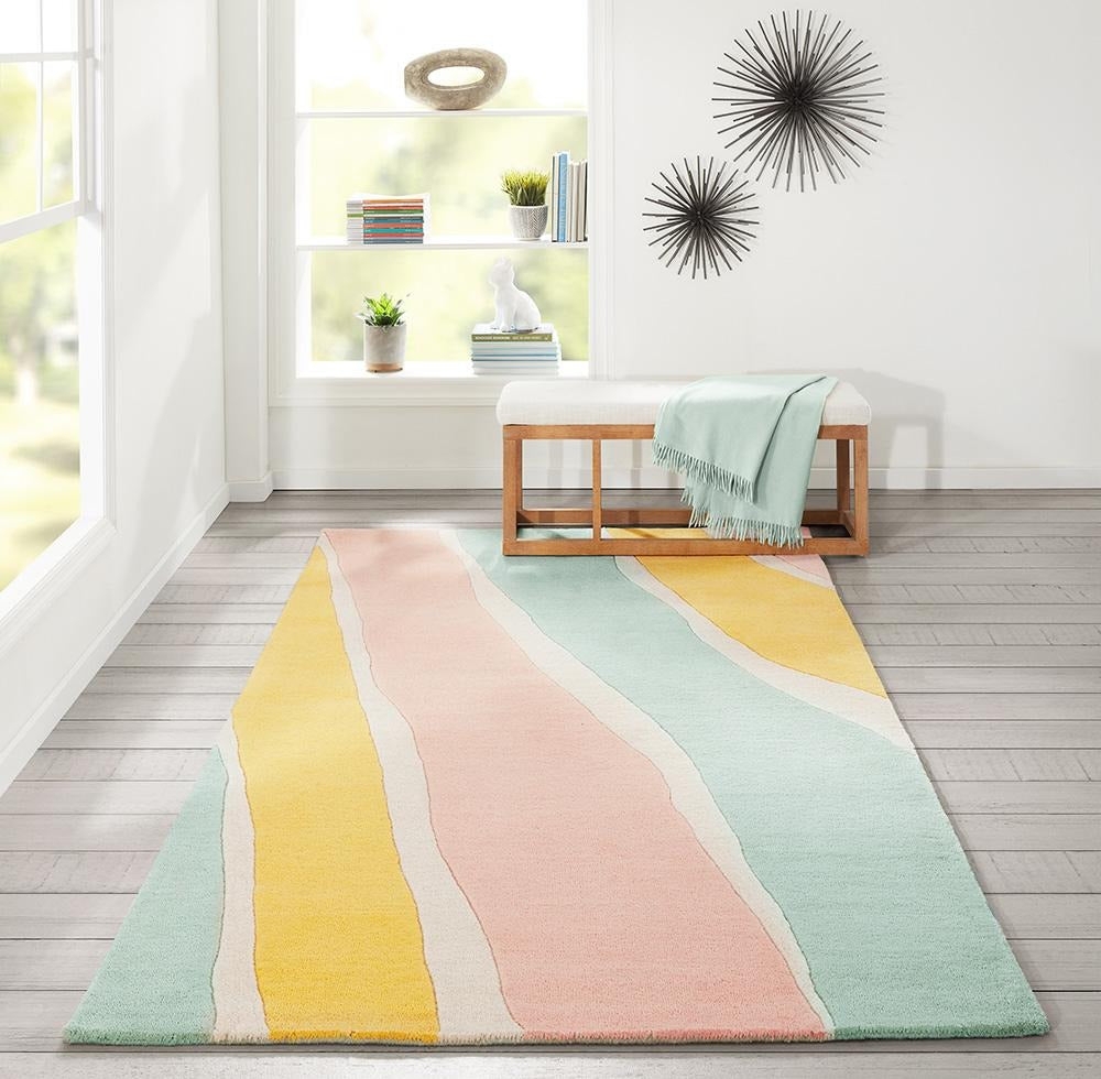 Area Rug Wavy Stripes Organic Pastel Wavy Stripe Rug