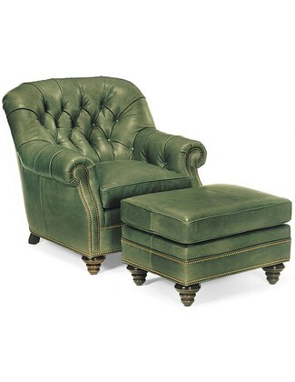Armchair and Ottoman Forest Leather Matching Set