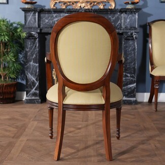 Armchair: Round Back Mahogany Tone Fluted Legs Seating