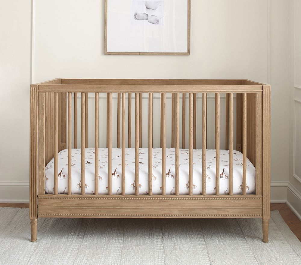 Baby Crib Beaded Trim detailing and Fluted Corner Posts Spindle
